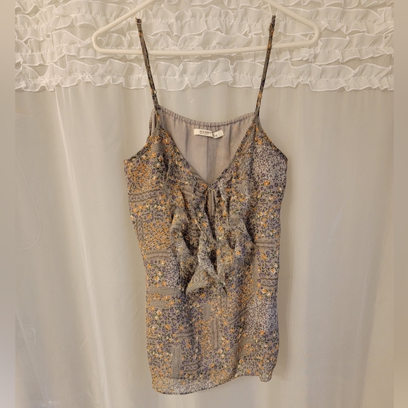 Old Navy Boho Sleeveless Grey Floral Top, Size Medium - Picture 1 of 10